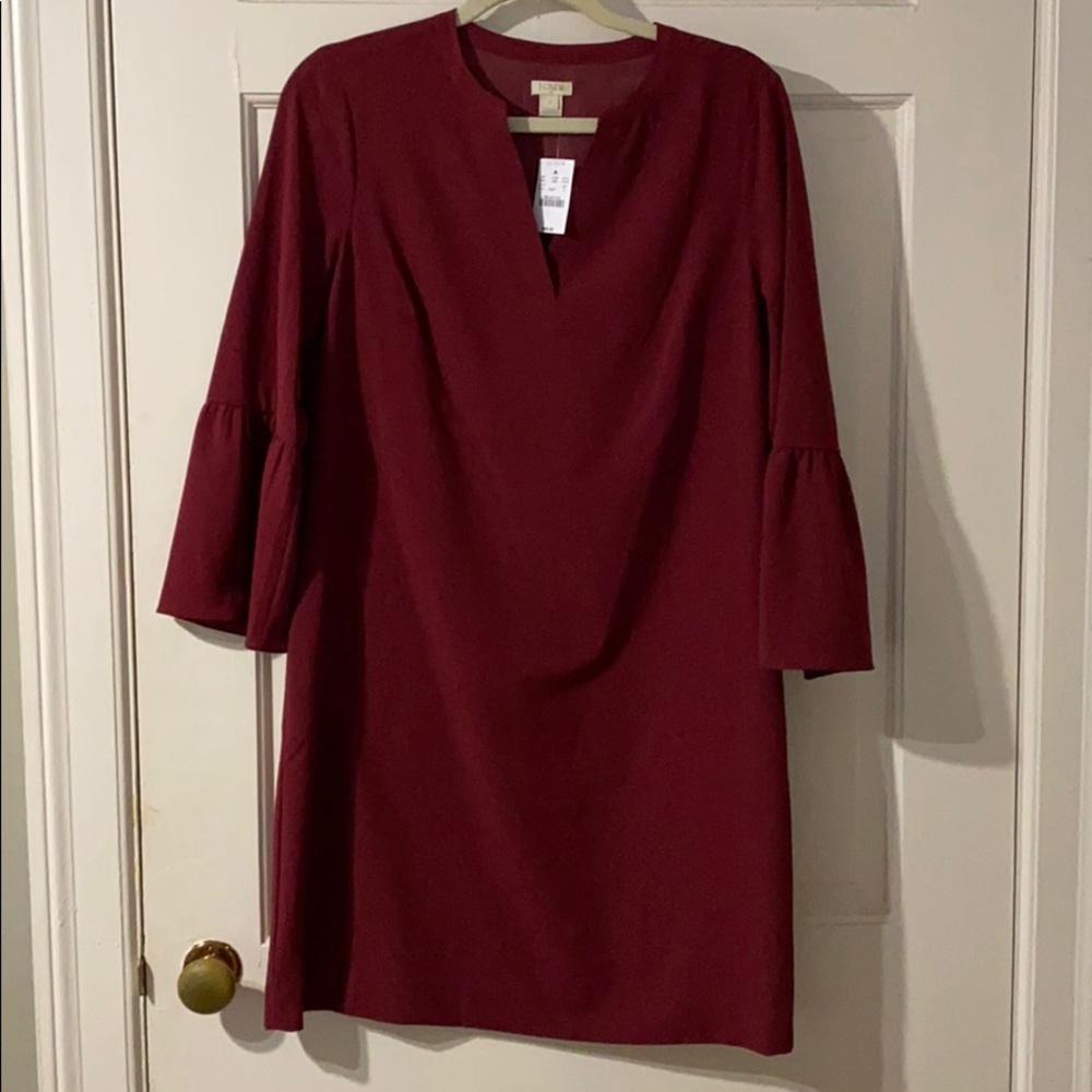 J. Crew Factory Burgundy Bell Sleeve Dress